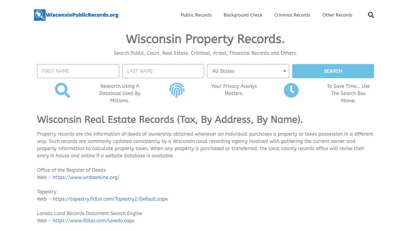 Wisconsin Property Records: WisconsinPublicRecords.org